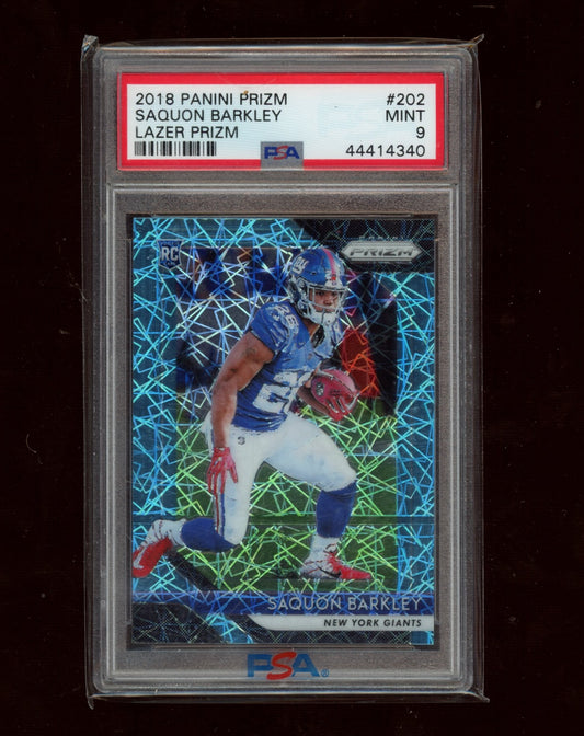 2018 Panini Prizm #202 Saquon Barkley Lazer Prizm PSA 9