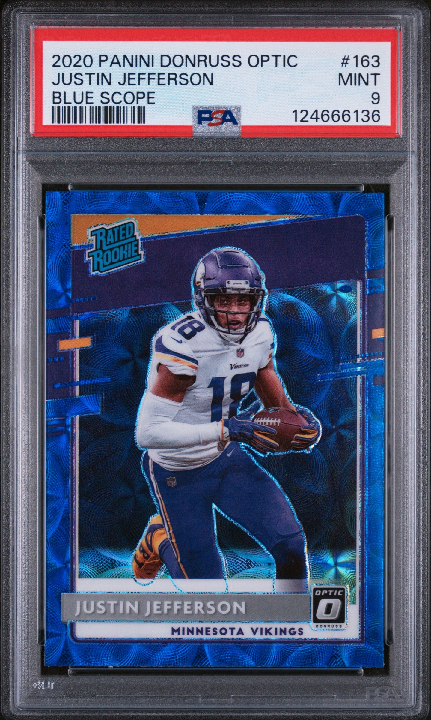 2020 Panini Donruss Optic #163 Justin Jefferson Blue Scope PSA 9