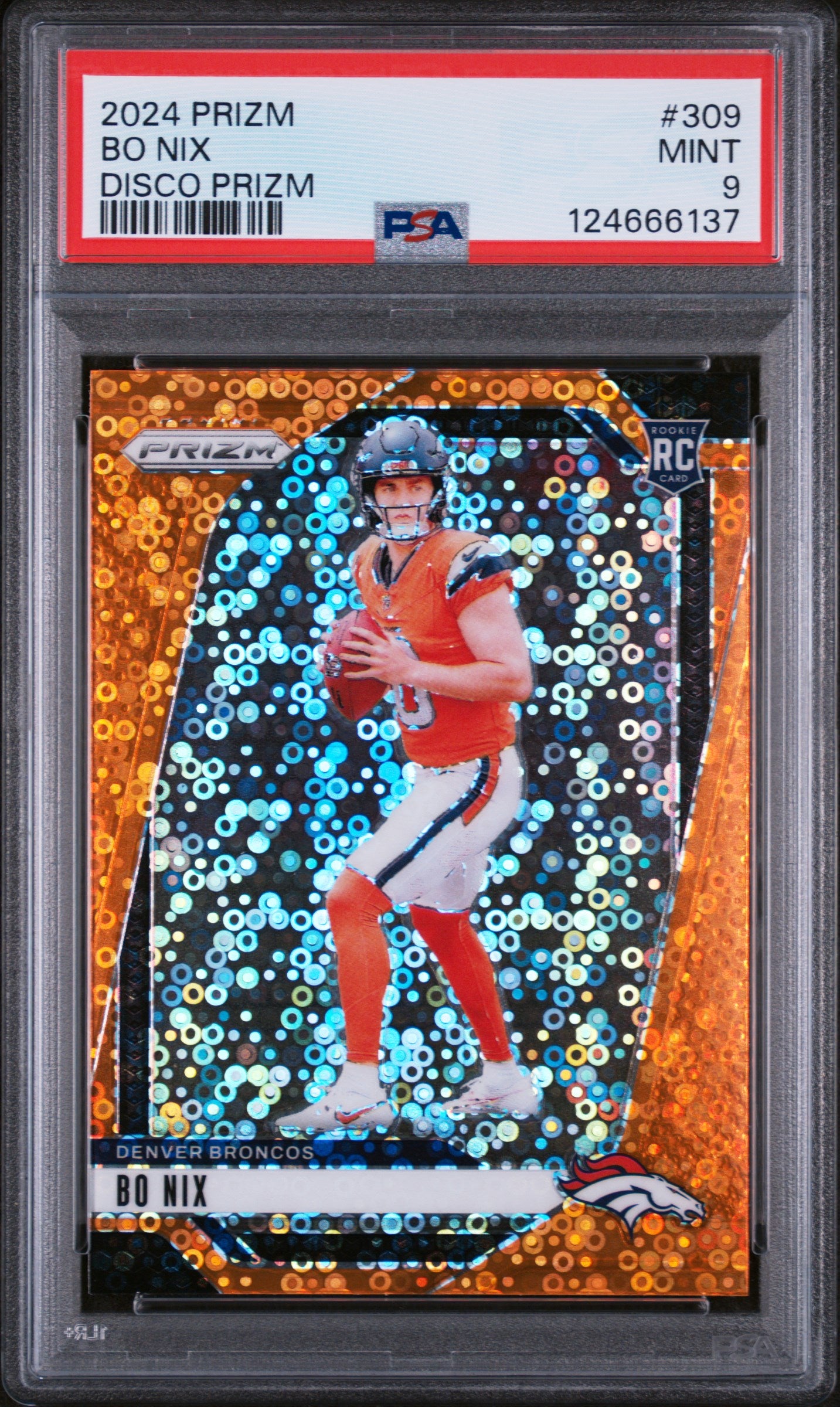 2024 Panini Prizm #309 Bo Nix Disco Prizm PSA 9