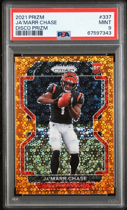 2021 Panini Prizm #337 Ja’marr Chase Disco Prizm PSA 9