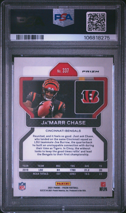 2021 Panini Prizm #337 Ja’marr Chase Red Ice PSA 9