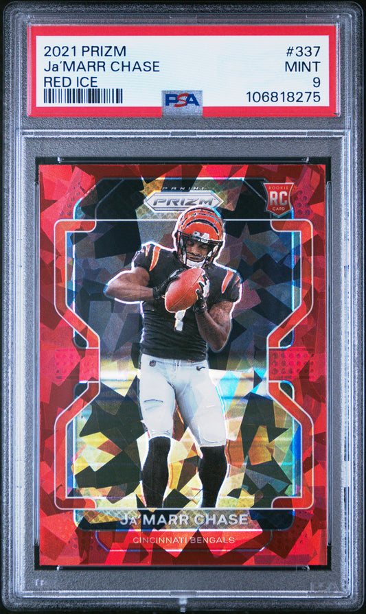 2021 Panini Prizm #337 Ja’marr Chase Red Ice PSA 9