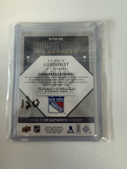 2018-19 SP Authentic #RYM-HL Henrik Lundqvist Rookie Year Auto #/30