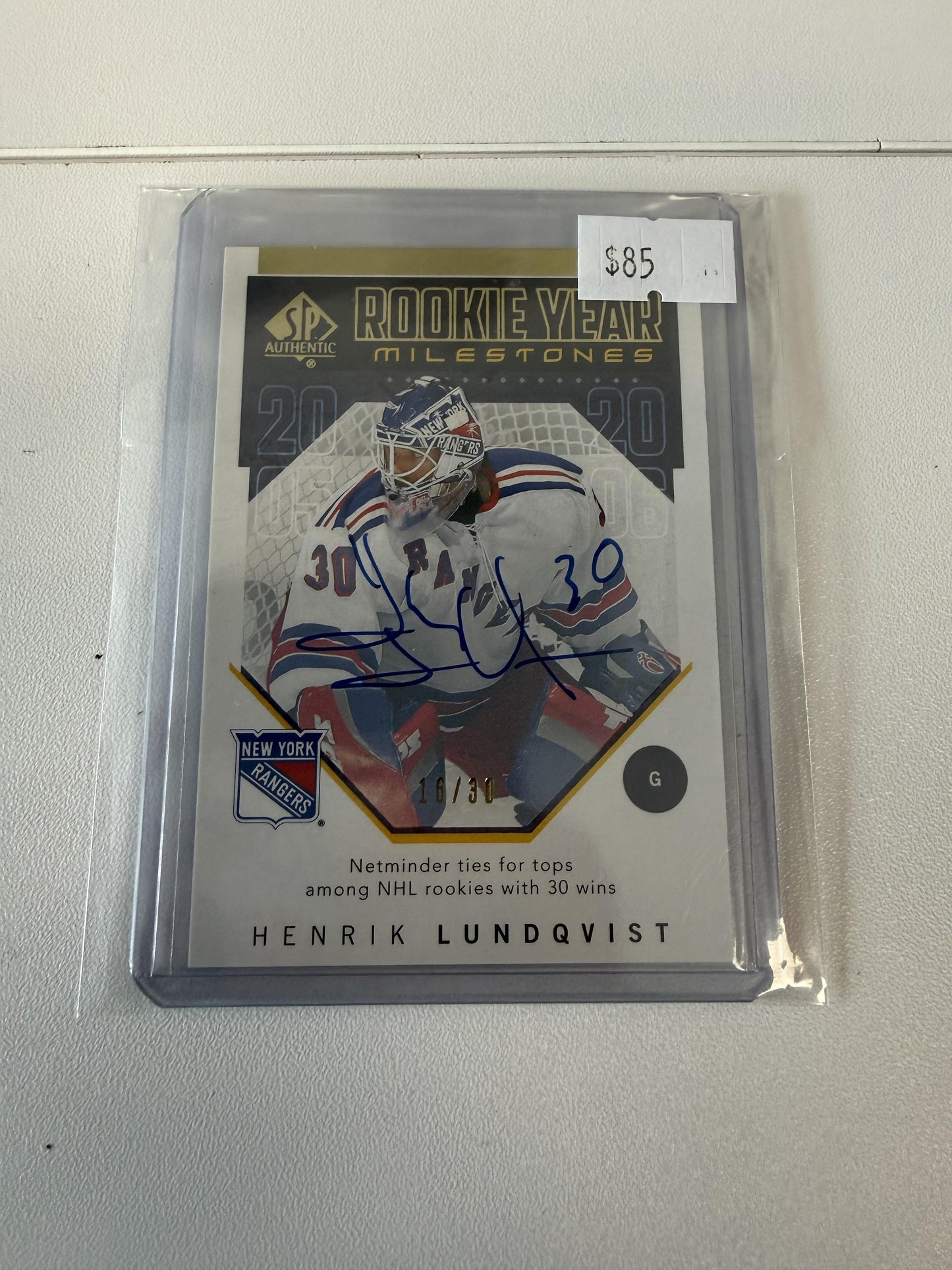 2018-19 SP Authentic #RYM-HL Henrik Lundqvist Rookie Year Auto #/30