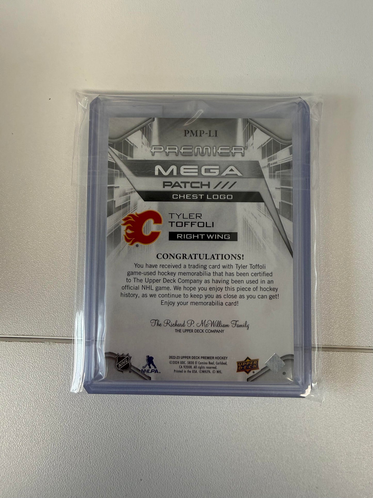 2022-23 Upper Deck Prmier #PMP-LI Tyler Toffoli Premier patch Logos /30