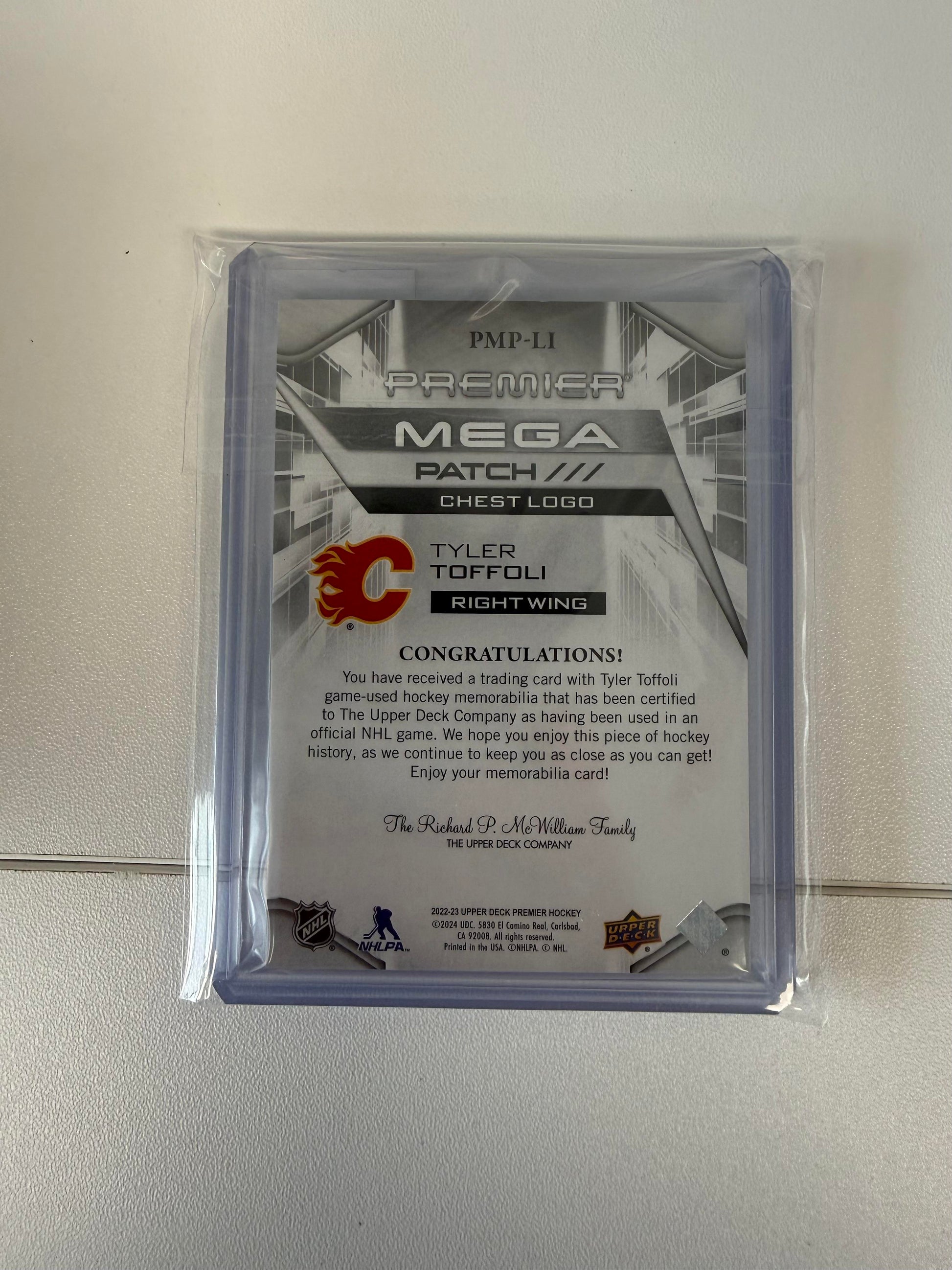 2022-23 Upper Deck Prmier #PMP-LI Tyler Toffoli Premier patch Logos /30