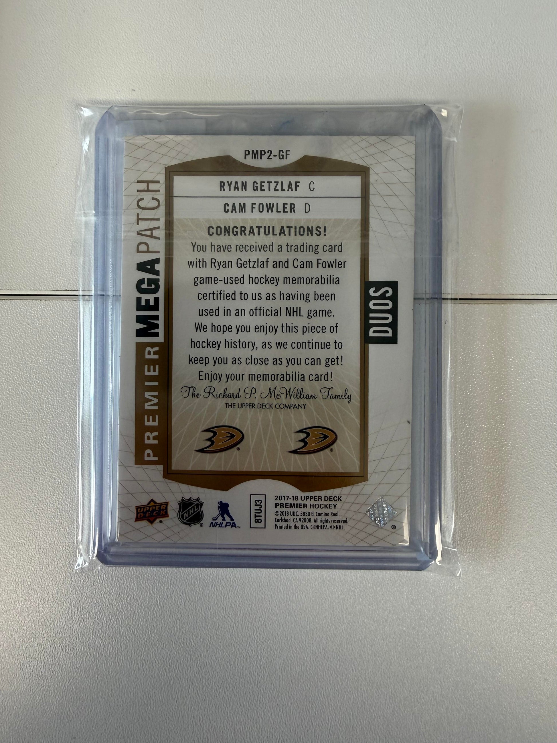 2017-18 Upper Deck Premier #PMP2-GF Getzlaf / Fowler MEM, SN25