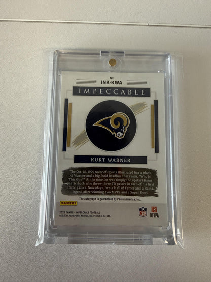 2022 Panini Impeccable #INK-KWA Kurt Warner Illustrious Ink Gold #/3