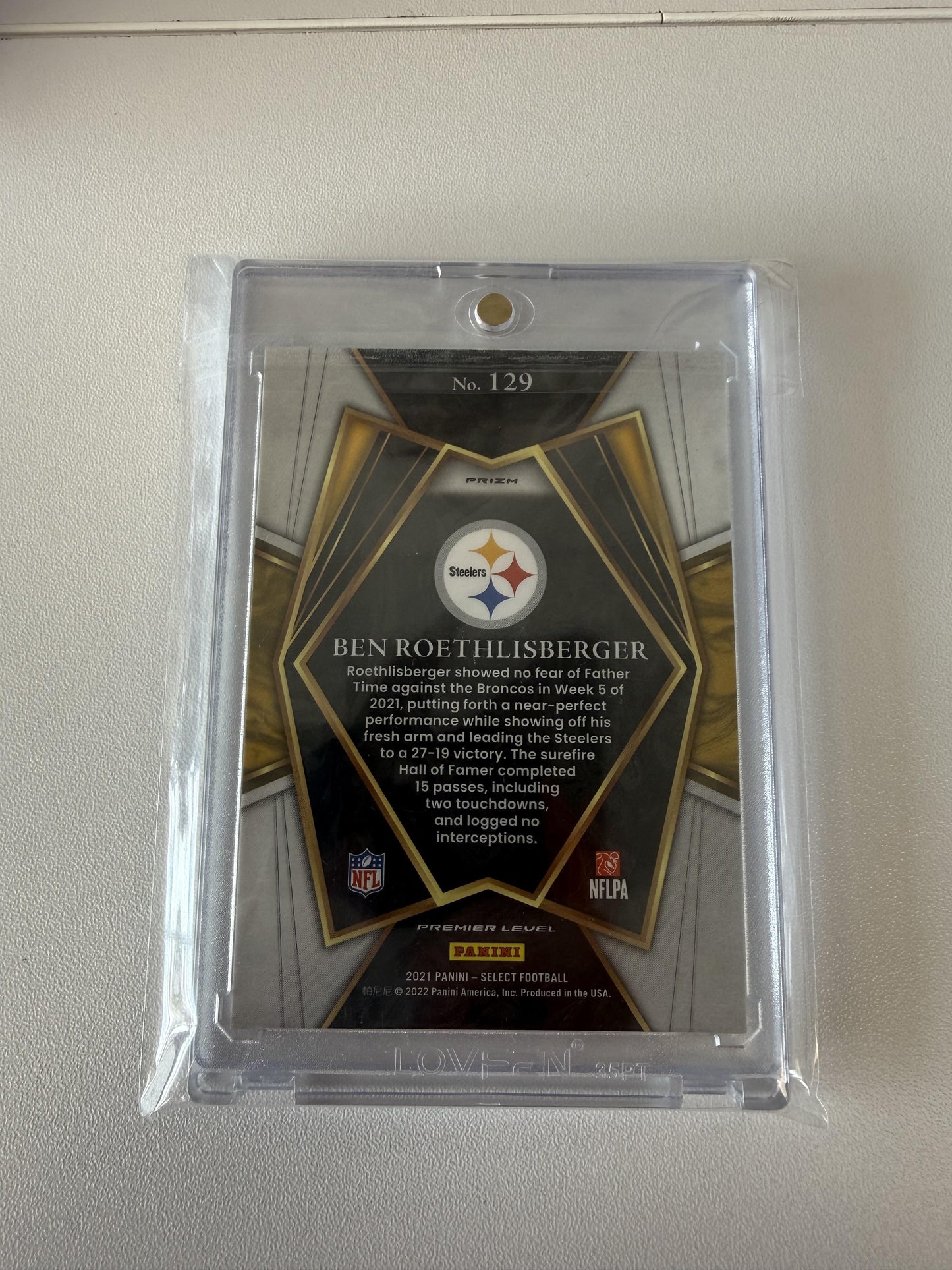 2021 Panini Select #129 Ben Roethlisberger Zebra Prizm