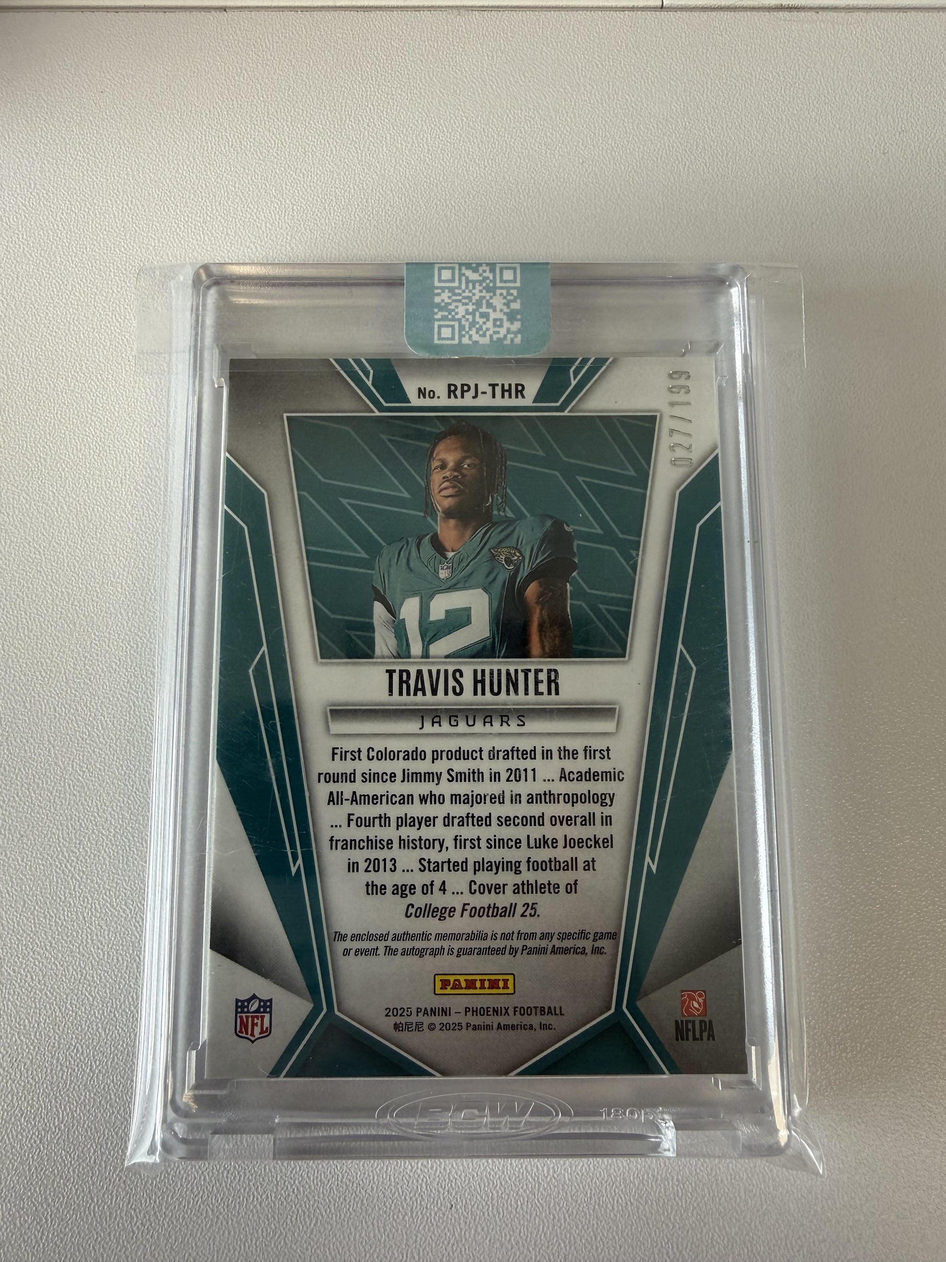 2025 Panini Phoenix #RPJ-THR Travis Hunter RPA Bronze Pandora Prizm #/199