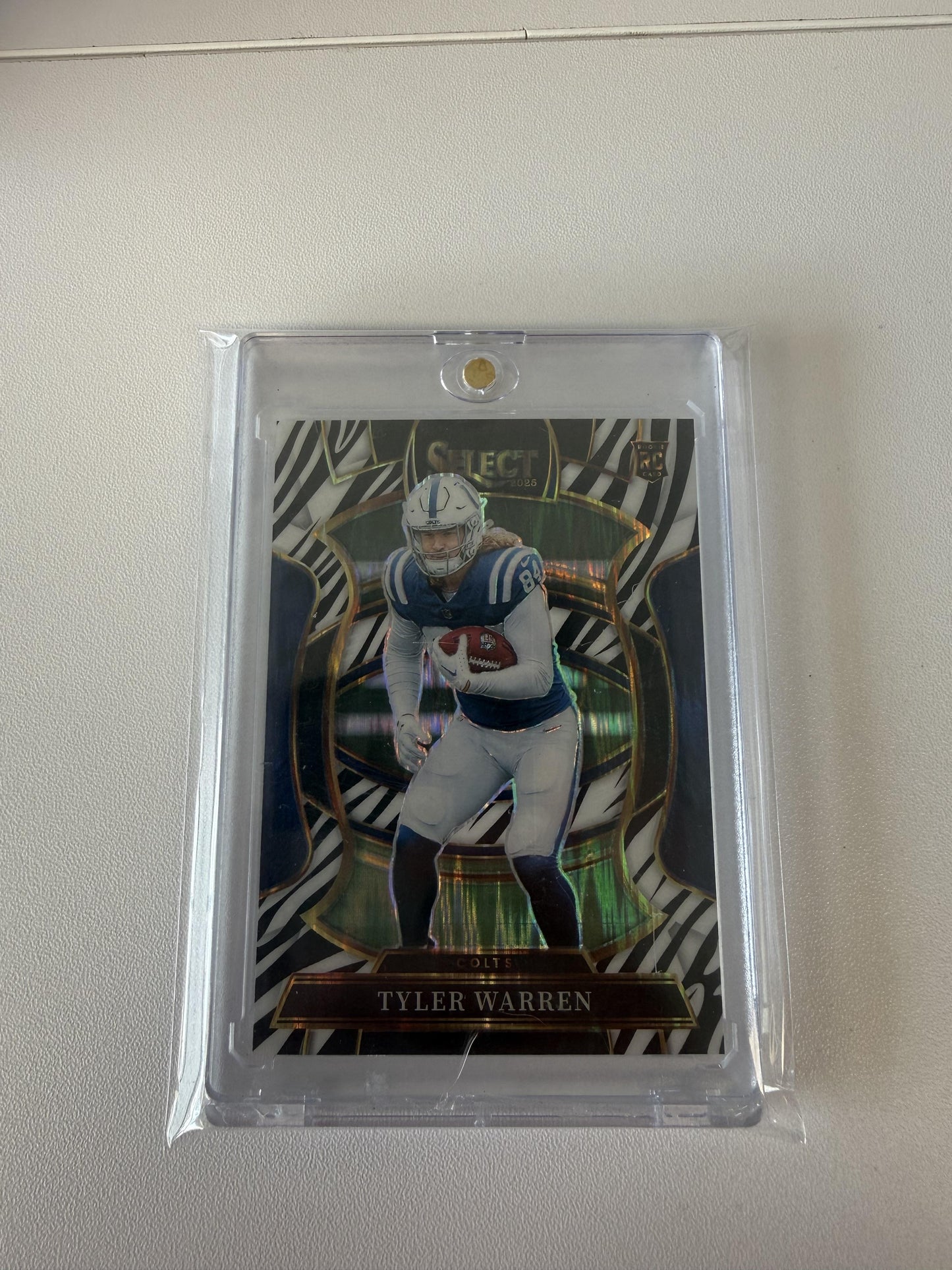 2025 Panini Select #33 Tyler Warren Zebra Prizm Shock