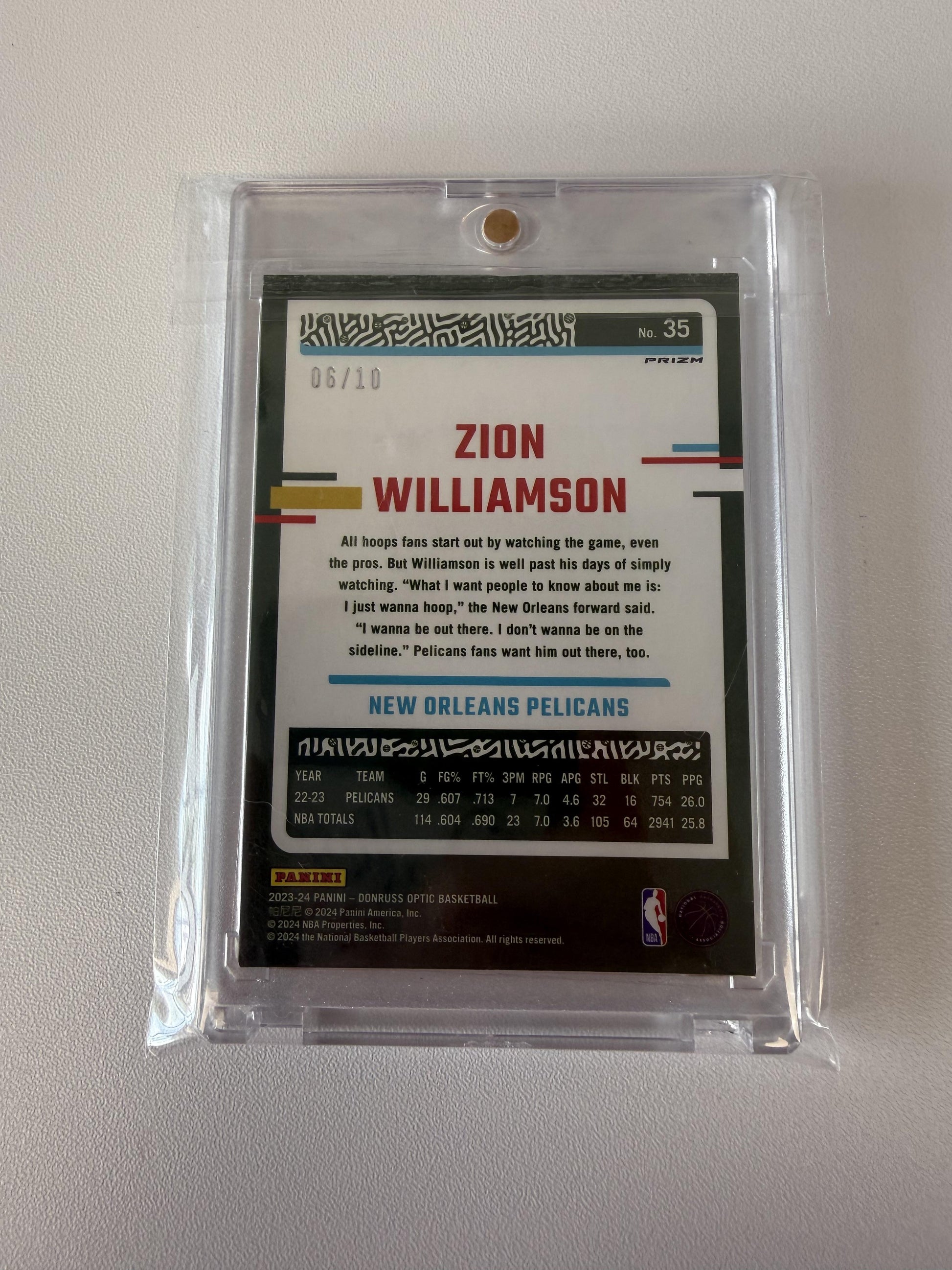 2023-24 Donruss Optic #35 Zion Williamson Gold Choice #/10