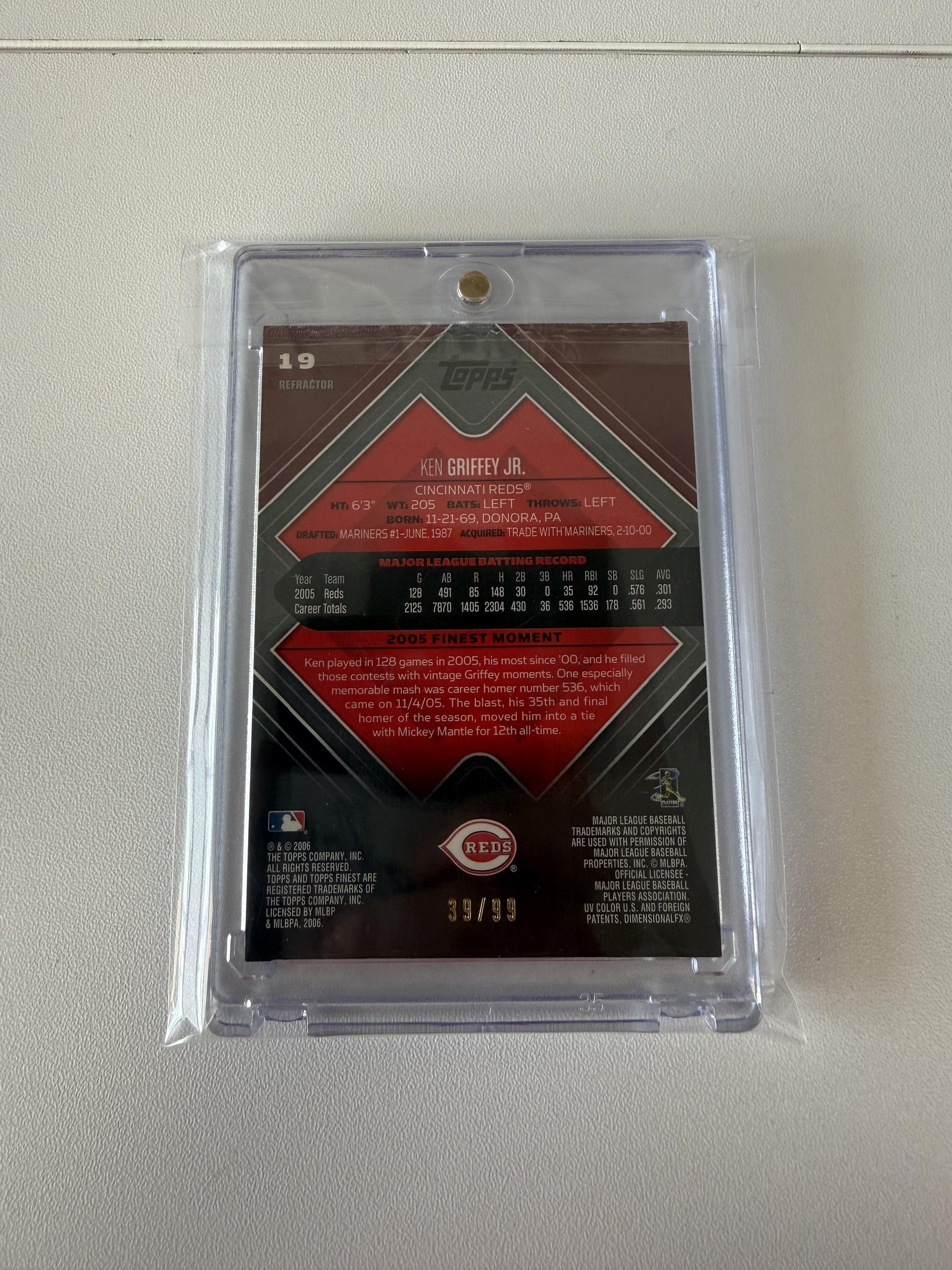 2006 Finest #19 Ken Griffey Jr. Refractors Black #/99