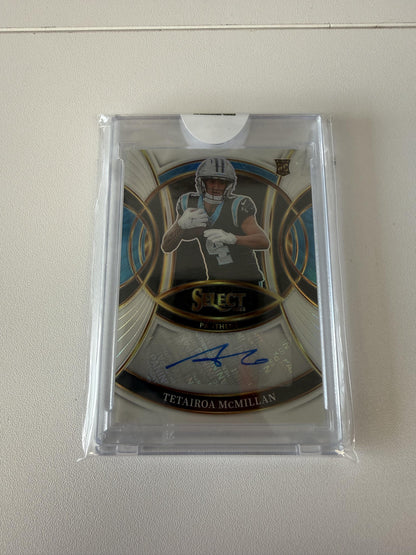 2025 Panini Select #RSI-TMN Tetairoa McMillan Rookie Signatures White Prizm #/35
