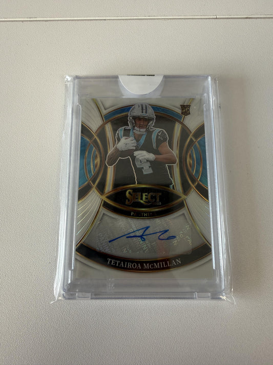2025 Panini Select #RSI-TMN Tetairoa McMillan Rookie Signatures White Prizm #/35