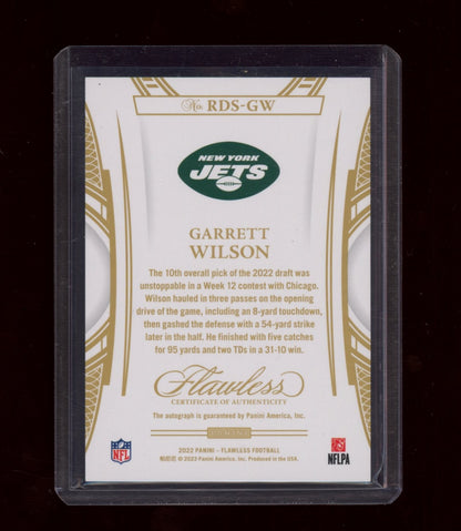 2022 Panini Flawless #RDS-GW Garrett Wilson Rookie Debut Signatures #/25