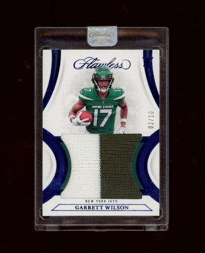 2022 Panini Flawless #RP-GW Garrett Wilson Rookie Patches Sapphire #/10