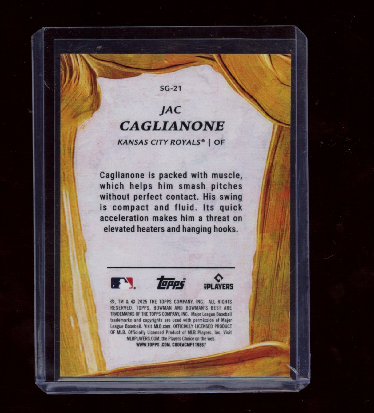 2025 Bowman's Best #SG-21 Jac Caglianone Strokes of Gold