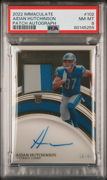 2022 Panini Immaculate Collection #102 Aidan Hutchinson Patch Autograph PSA 8