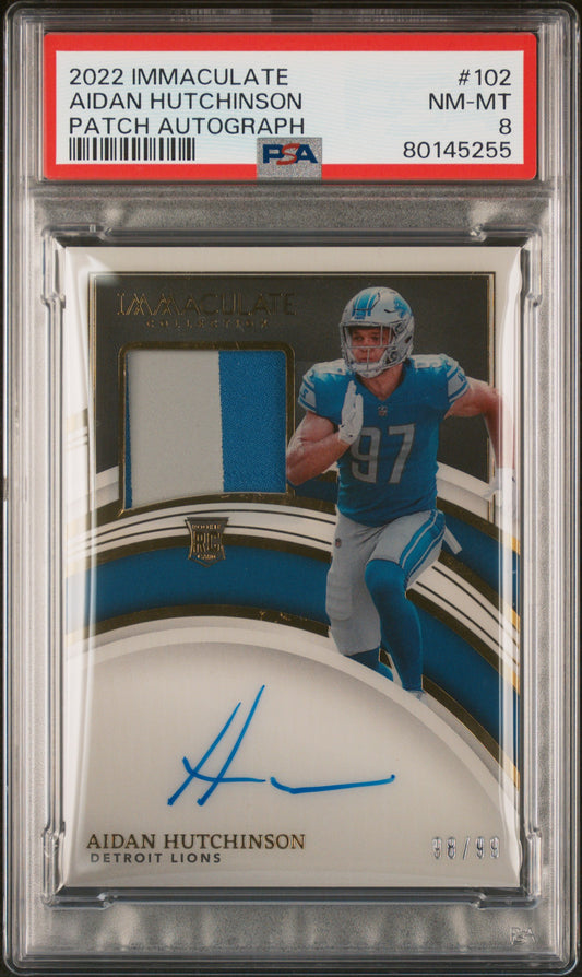 2022 Panini Immaculate Collection #102 Aidan Hutchinson Patch Autograph PSA 8