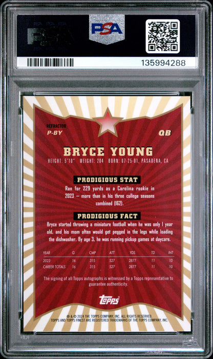 2024 Topps Finest Prodigies auto #PBY Bryce Young Auto-Refractor PSA 10