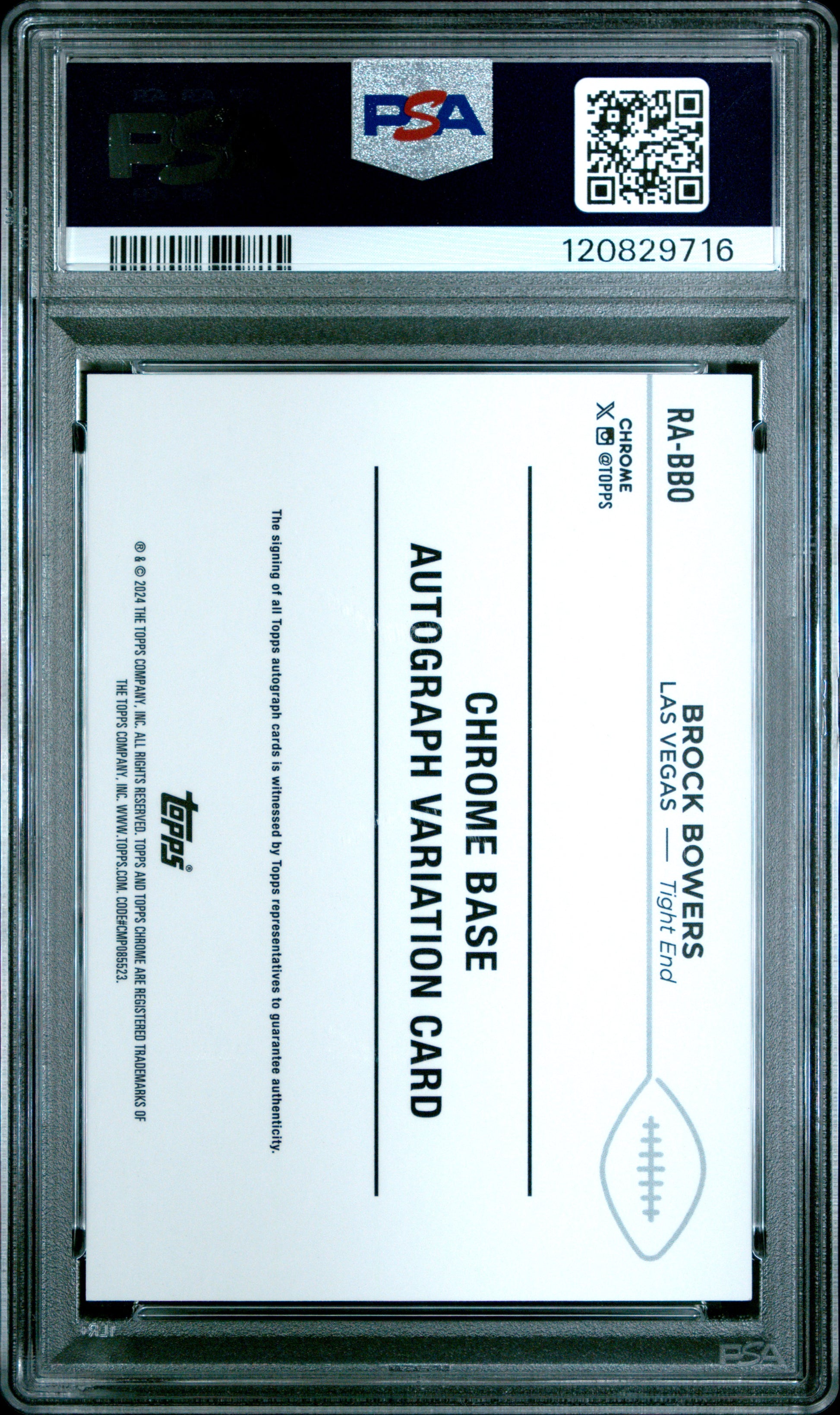 2024 Topps Chrome Rookie Autographs Variations #RABBO Brock Bowers PSA 9