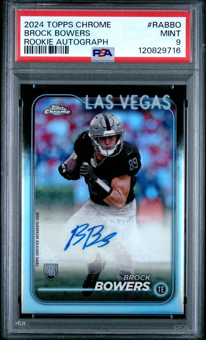 2024 Topps Chrome Rookie Autographs Variations #RABBO Brock Bowers PSA 9