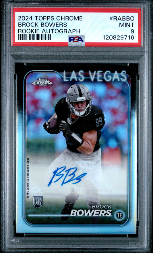 2024 Topps Chrome Rookie Autographs Variations #RABBO Brock Bowers PSA 9