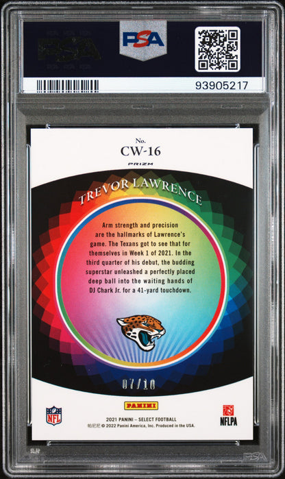 2021 Panini Select Color Wheel  Trevor Lawrence Color Wheel Gold /10 PSA 9