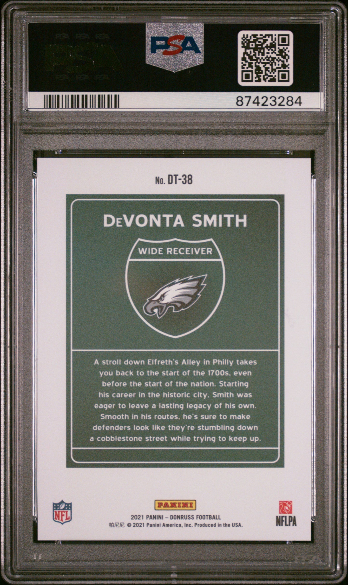 2021 Panini Donruss Downtown #DT-38 Devonta Smith Downtown! PSA 9