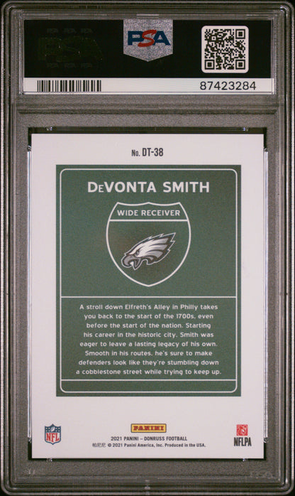 2021 Panini Donruss Downtown #DT-38 Devonta Smith Downtown! PSA 9