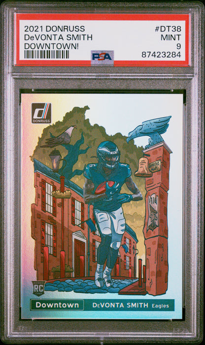 2021 Panini Donruss Downtown #DT-38 Devonta Smith Downtown! PSA 9
