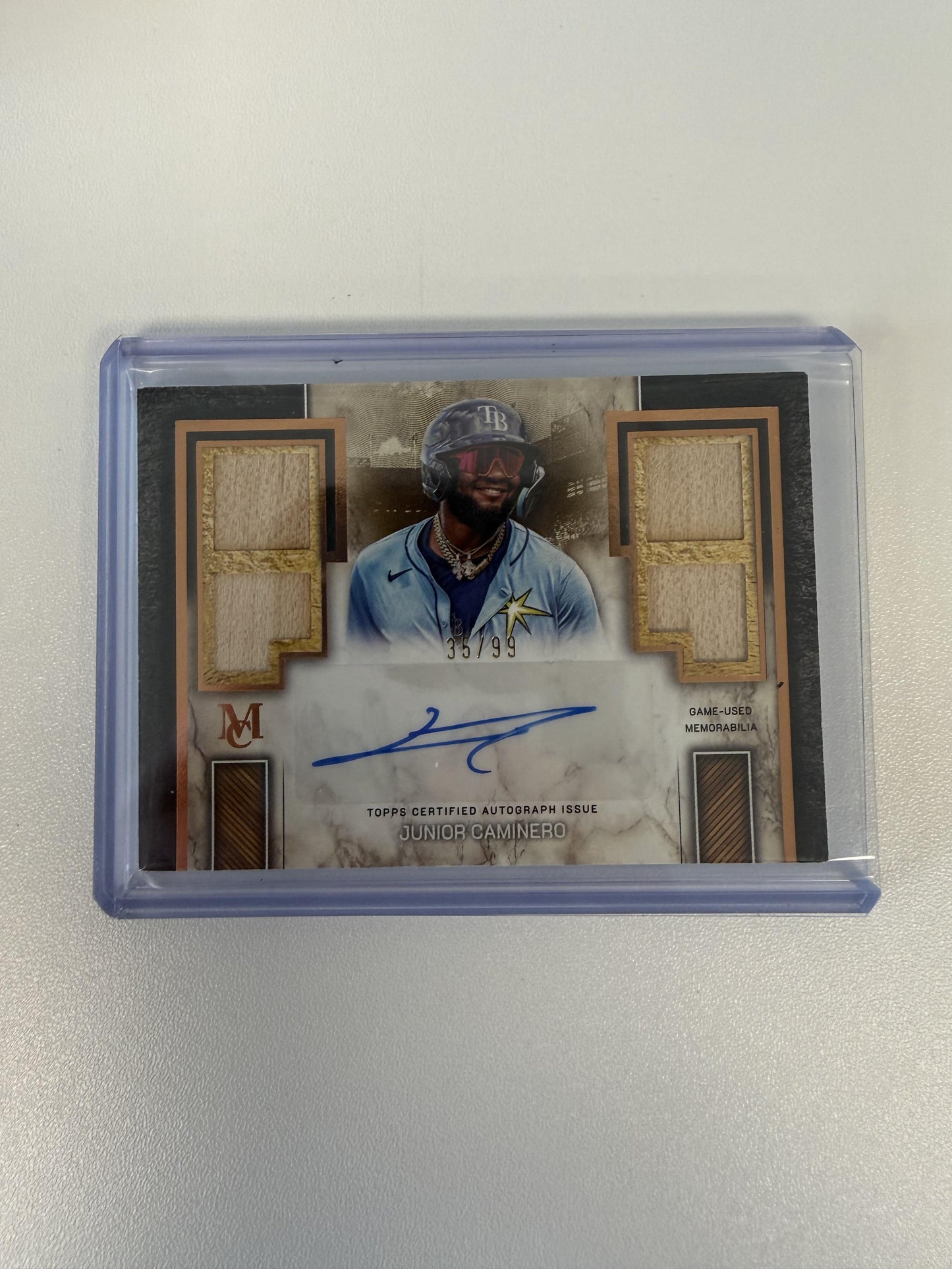 2025 Topps Museum Collection #SPQRA-JC Junior Caminero Signature Quad Relic Auto