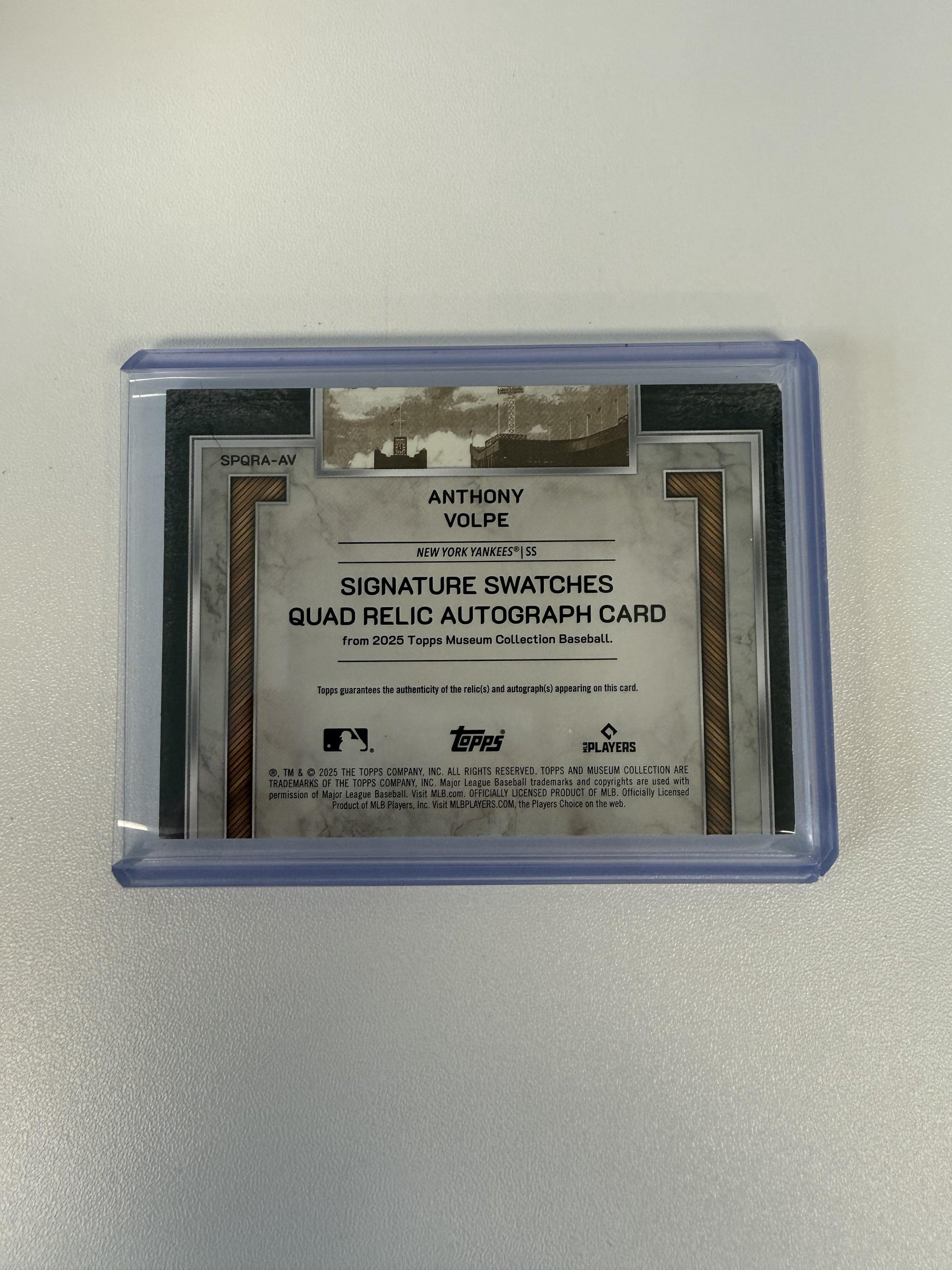 2025 Topps Museum Collection #SPQRA-AV Anthony Volpe Signature Quad Relic Auto
