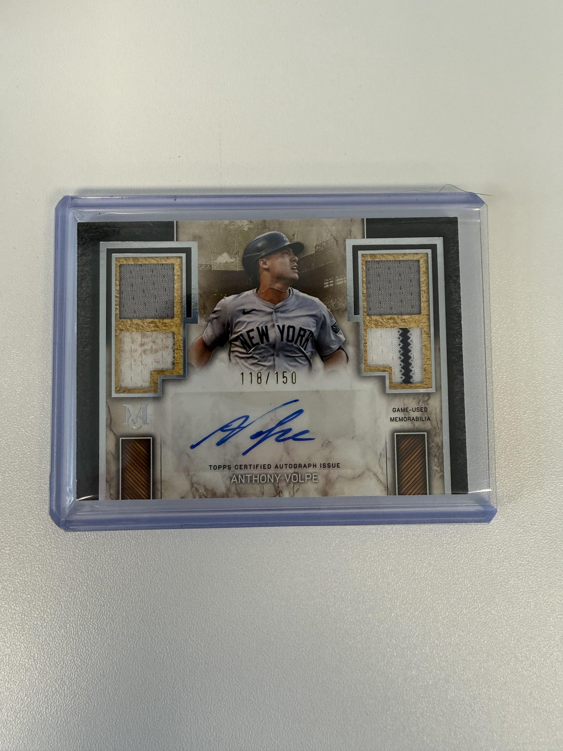 2025 Topps Museum Collection #SPQRA-AV Anthony Volpe Signature Quad Relic Auto