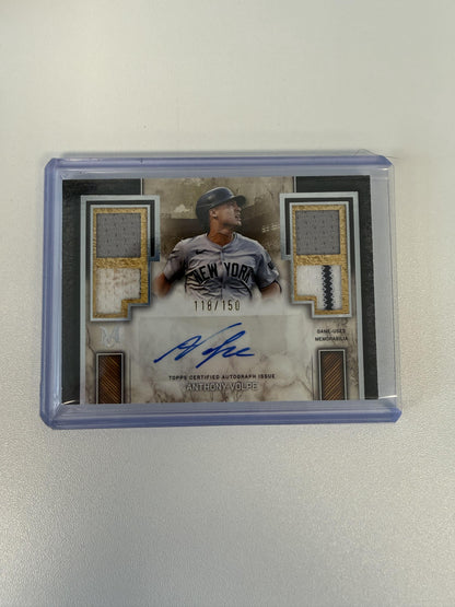 2025 Topps Museum Collection #SPQRA-AV Anthony Volpe Signature Quad Relic Auto