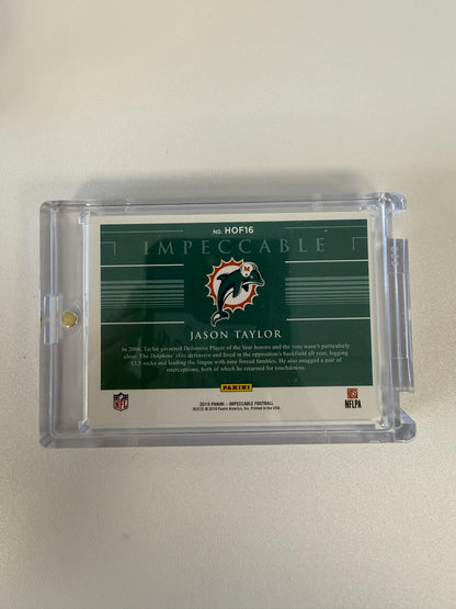 2019 Panini Impeccable #HOF16 Jason Taylor Silver Hall of Famers #/20