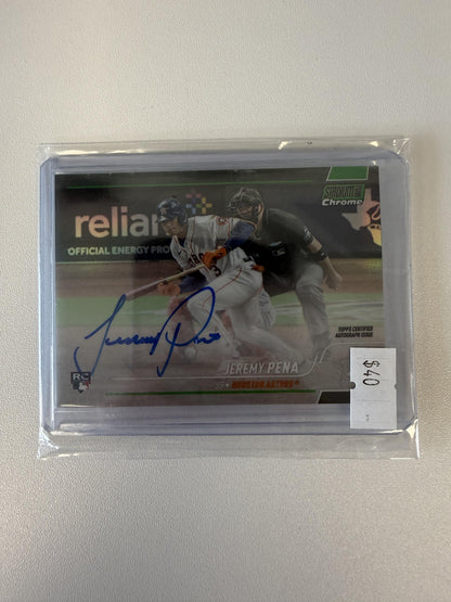 2022 Stadium Club Chrome #SCCUA-JP Jeremy Pena Autographs Green Refractor #/99