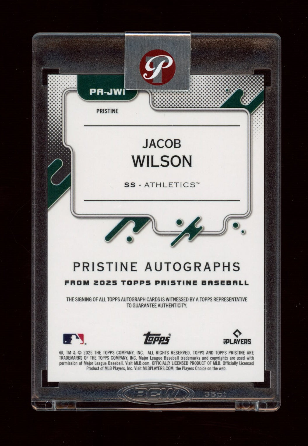 2025 Topps Pristine #PA-JWI Jacob Wilson Pristine Autographs