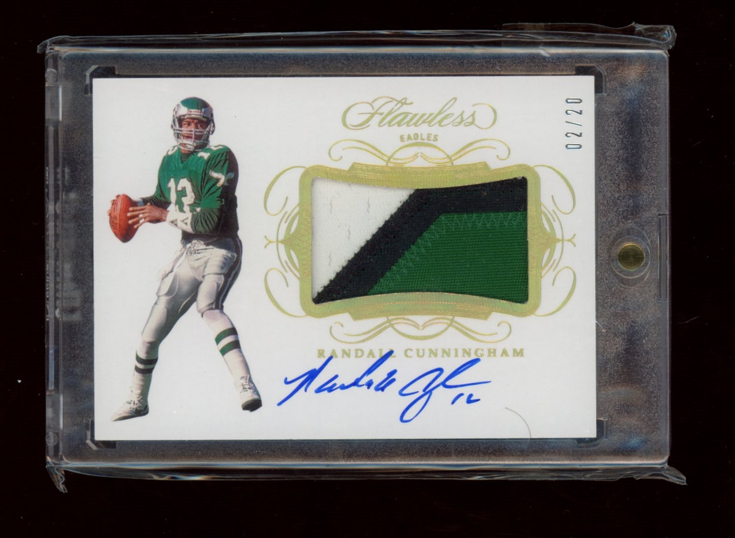 2018 Panini Flawless #PA-RC Randall Cunningham Patch Autographs Silver #/20