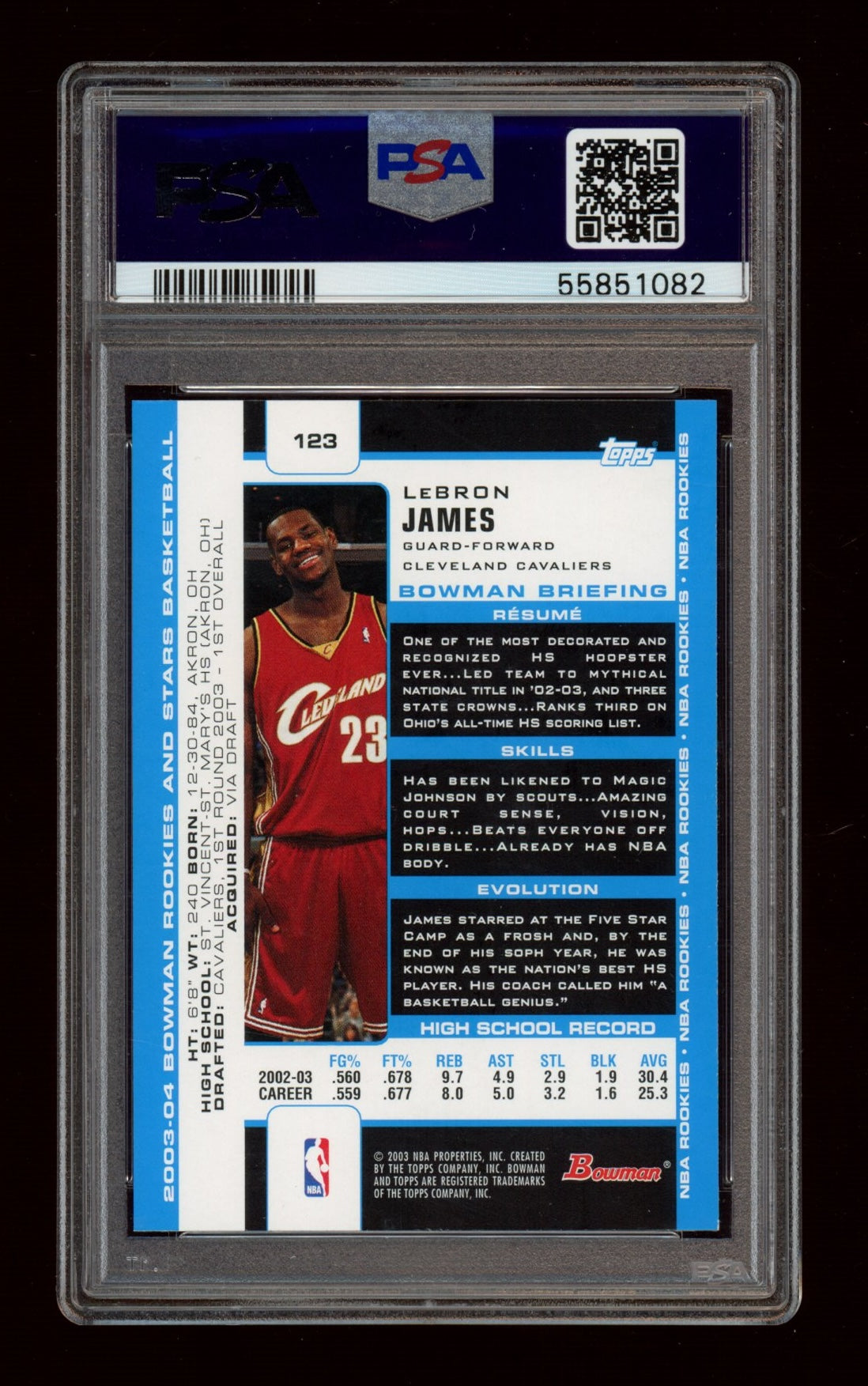 2003 Bowman Rookies & Stars #123 Lebron James PSA 9