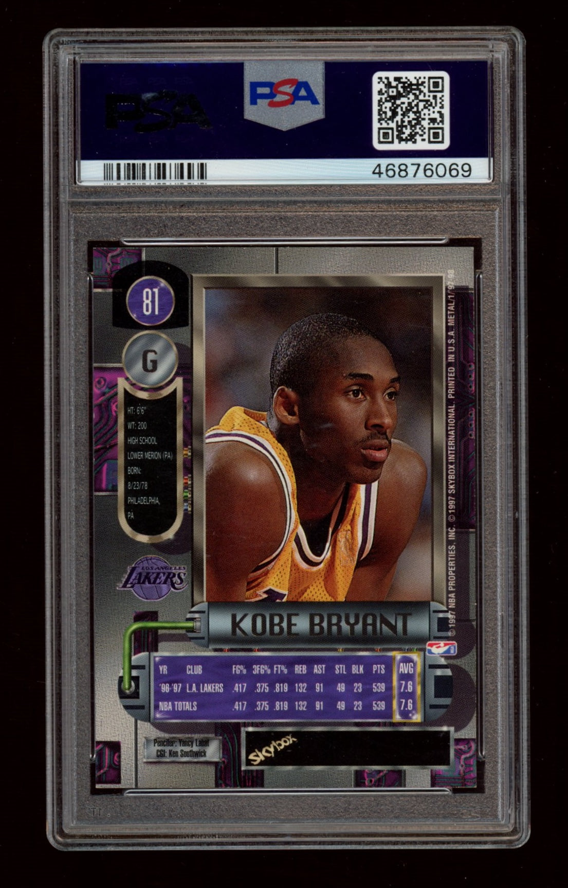 1997 Metal Universe #81 Kobe Bryant PSA 9