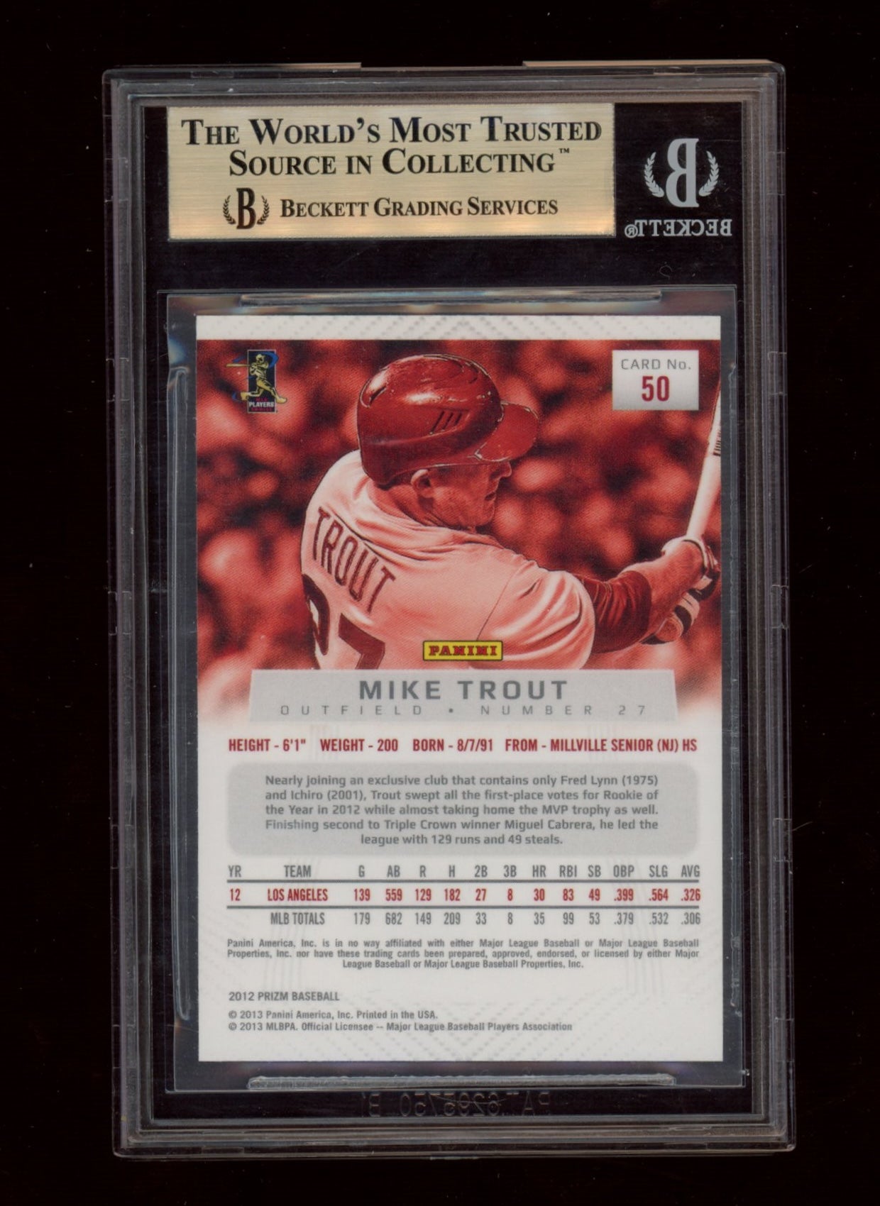 2012 Panini Prizm #50 Mike Trout BGS 9.5