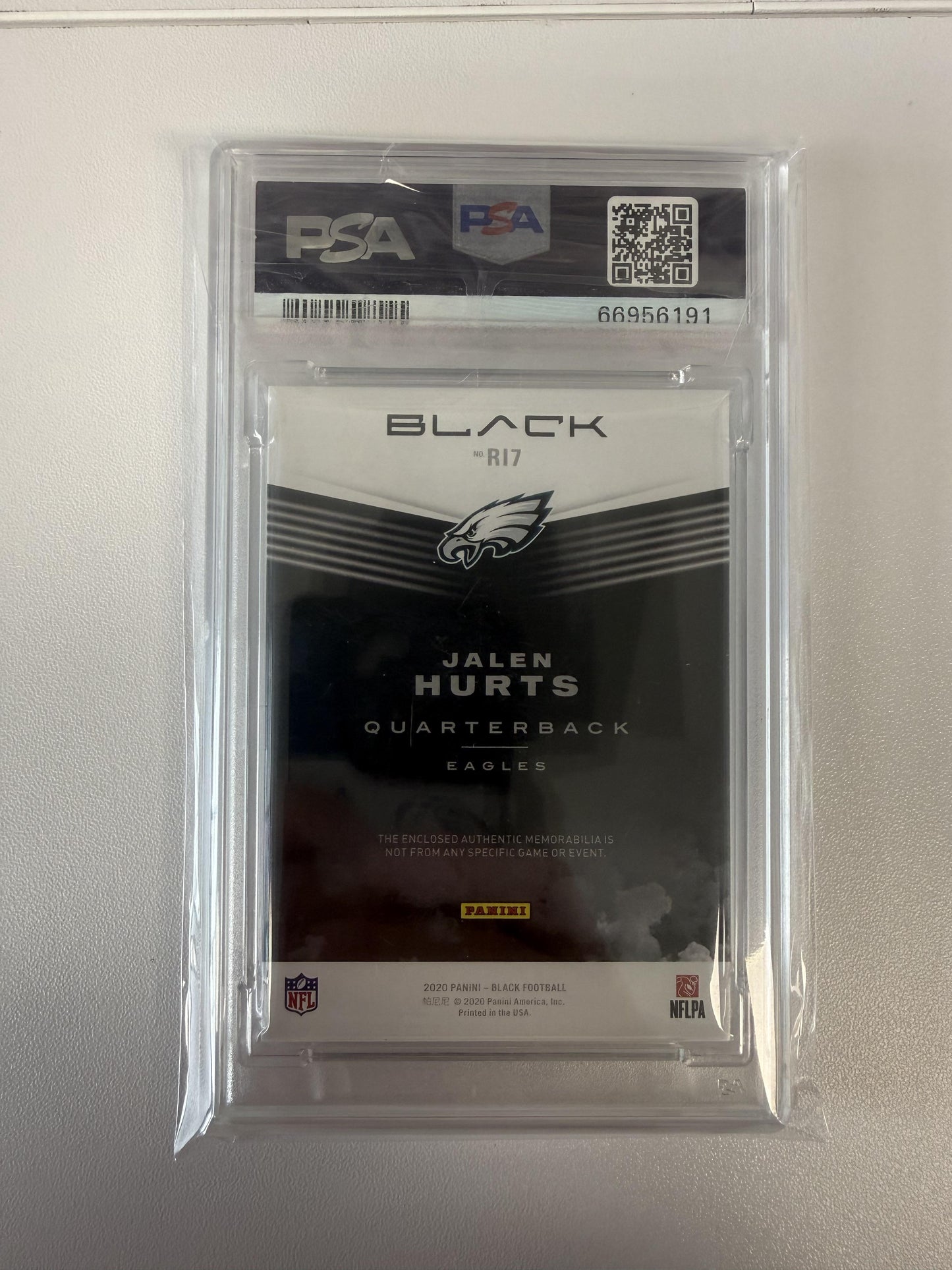 2020 Panini Black Rookie Influx Mem #RI7 Jalen Hurts PSA 8 #/125