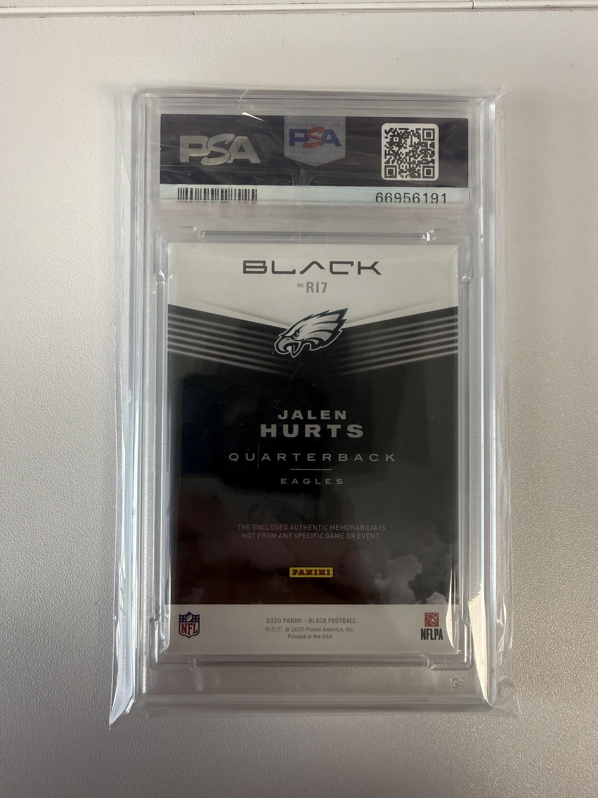 2020 Panini Black Rookie Influx Mem #RI7 Jalen Hurts PSA 8 #/125