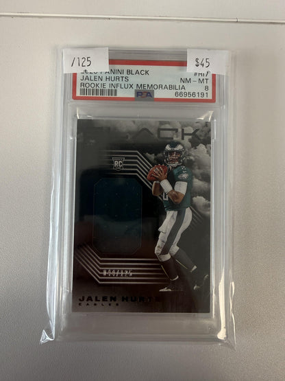 2020 Panini Black Rookie Influx Mem #RI7 Jalen Hurts PSA 8 #/125