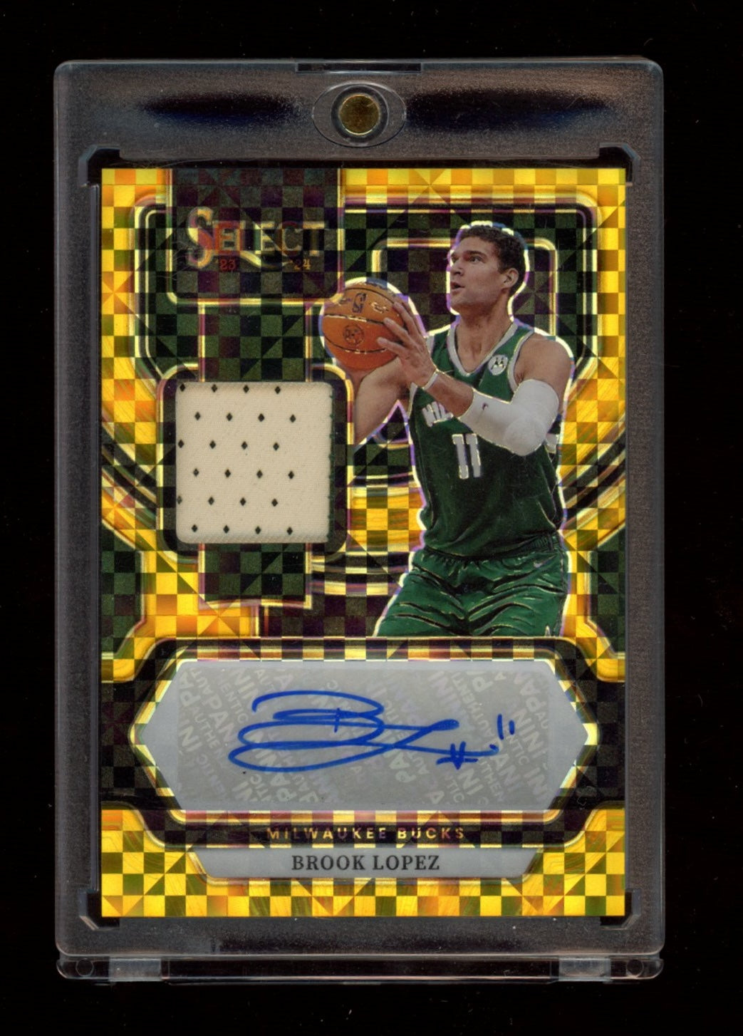 2023-24 Panini Select #AM-LPZ Brook Lopez Patch Auto Gold Prizms #/10