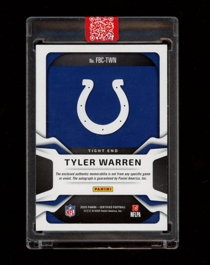 2025 Panini Certified #FBC-TWN Tyler Warren Fabric Mirror Pink Etch #/35