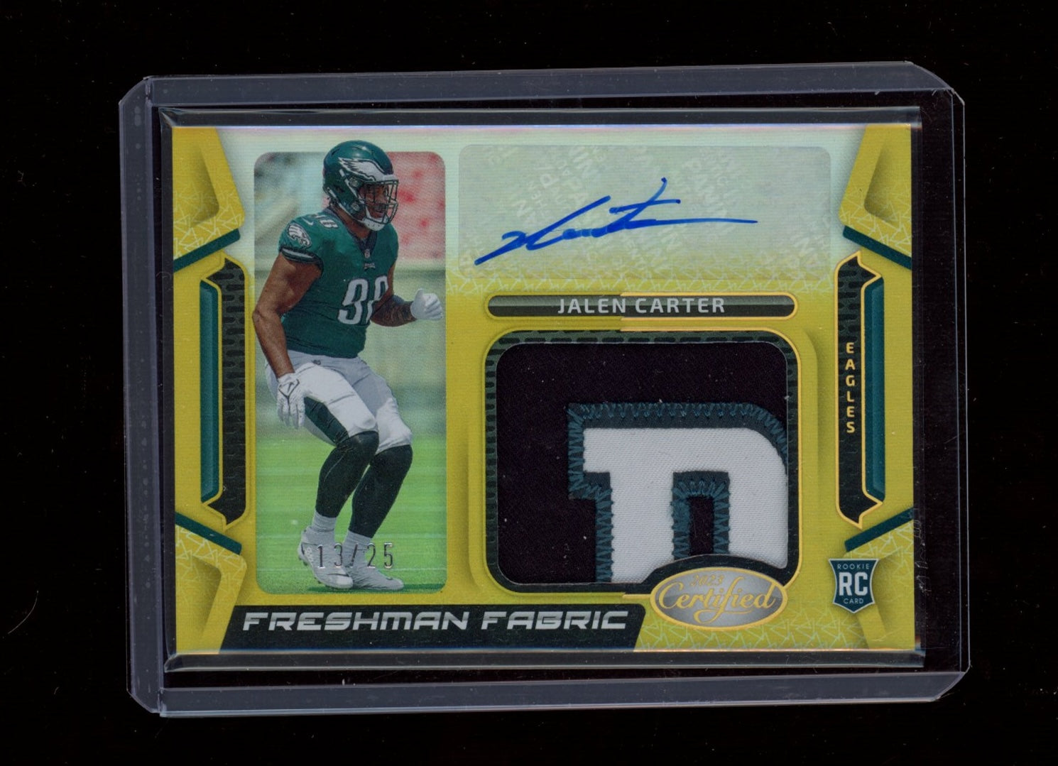 2023 Panini Certified #FFMS-39 Jalen Carter Freshman Fabric Sig Gold #/25