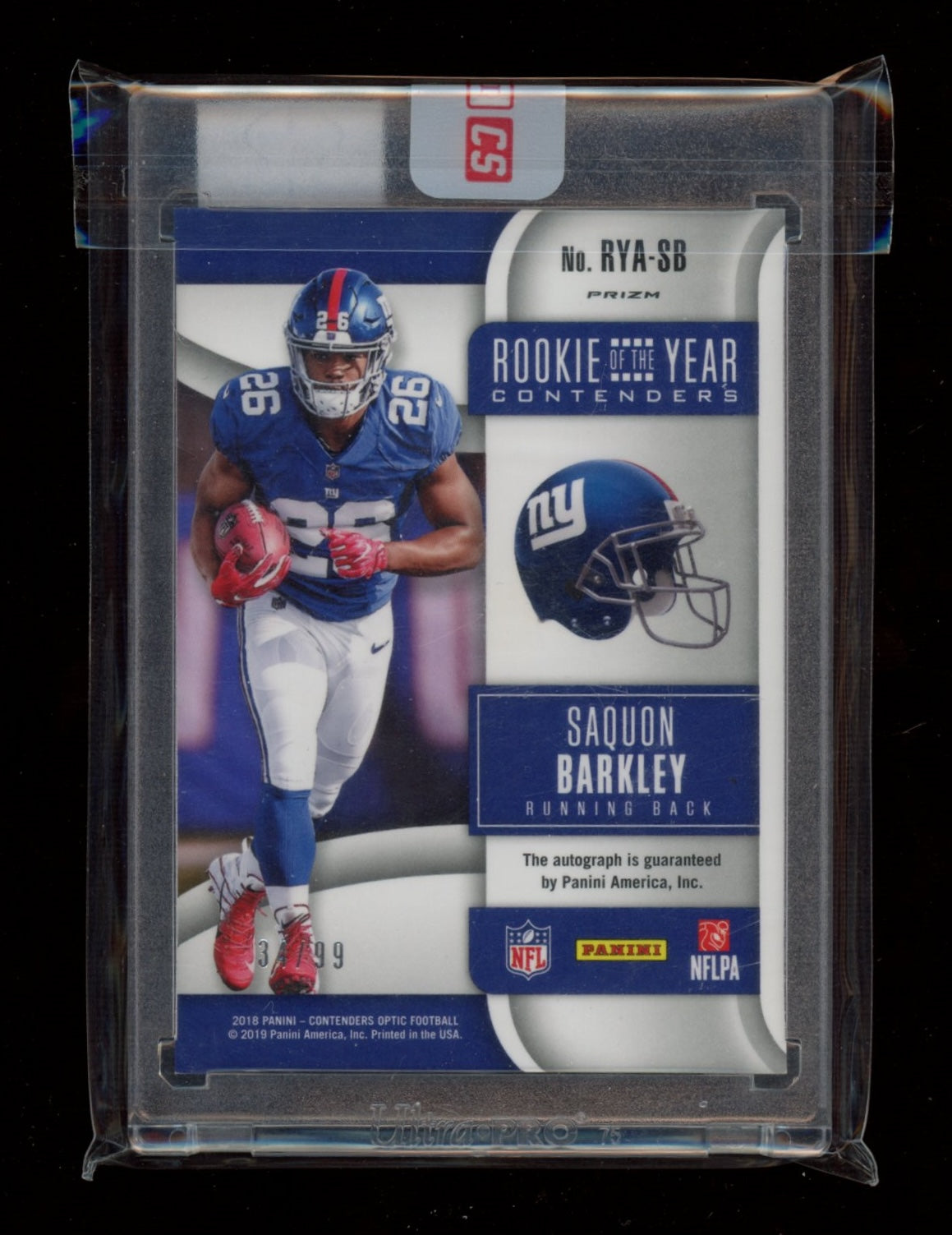 2018 Panini Contenders Optic #RYA-SB Saquon Barkley ROY Auto Red #/99